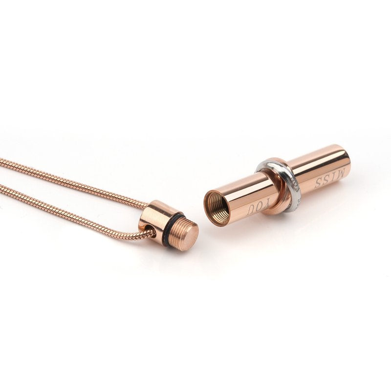 Cylinder Memorial Cremation Jewelry Necklace Ashes Holder - Miss You