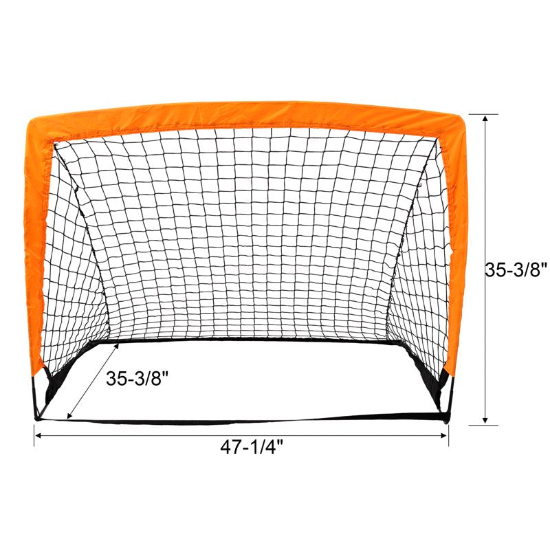 Leumius 2 Pack Pop Up Soccer Goals - 4' x 3' Portable Indoor/Outdoor Nets - Orange