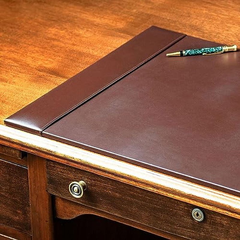 Leather Desk Pad with Side Rails - 30 x 18 Inch Office Writing Mat