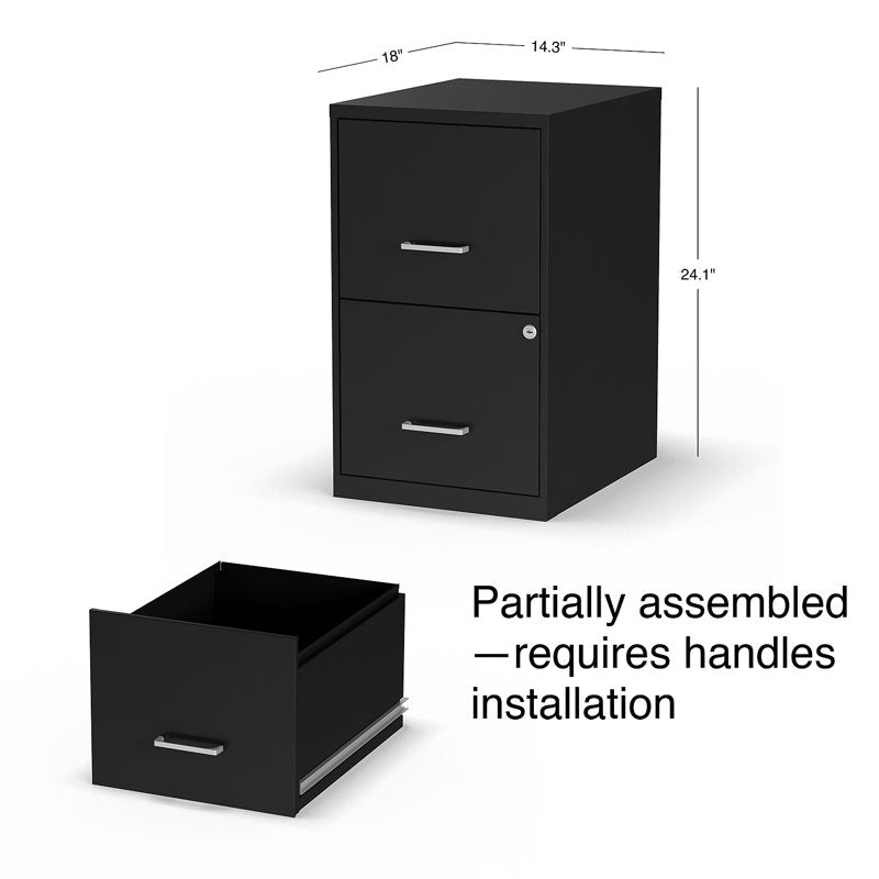 2-Drawer Locking Vertical File Cabinet Black 18D for Office & Home