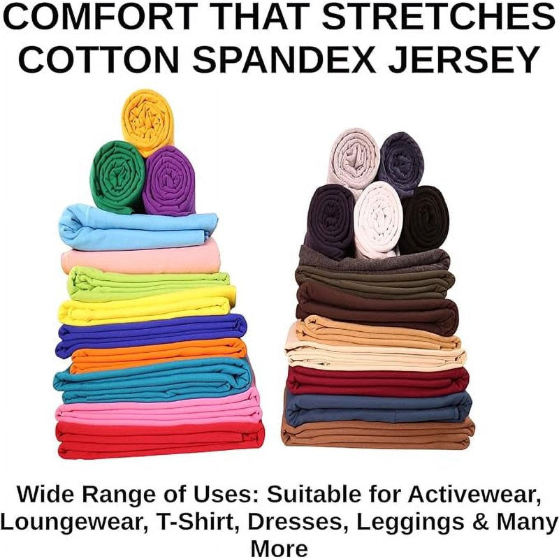 Cotton Spandex Jersey Fabric 10 oz - 4-Way Stretch, 60" Wide for Garments