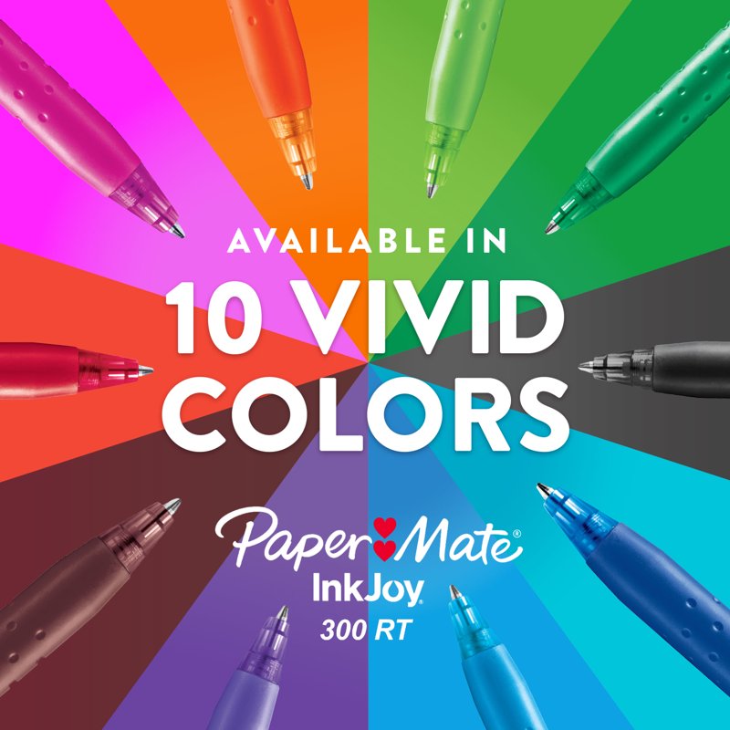 Ballpoint Pens 24 Pack - Medium 1.0mm Black Ink Retractable Writing Supplies