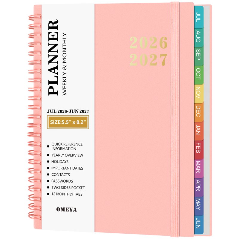 Academic Planner 2026-2027 Weekly Monthly Organizer with Pocket & Elastic Closure