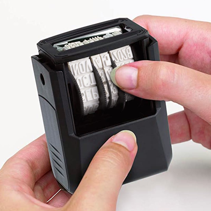 Self-Inking Date Stamp with Pocket Size Black Impression - MMM-DD-YYYY Format
