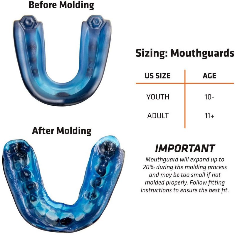Youth Mouthguard with Gel-Fit, Impact Protection & Tether - Multiple Colors