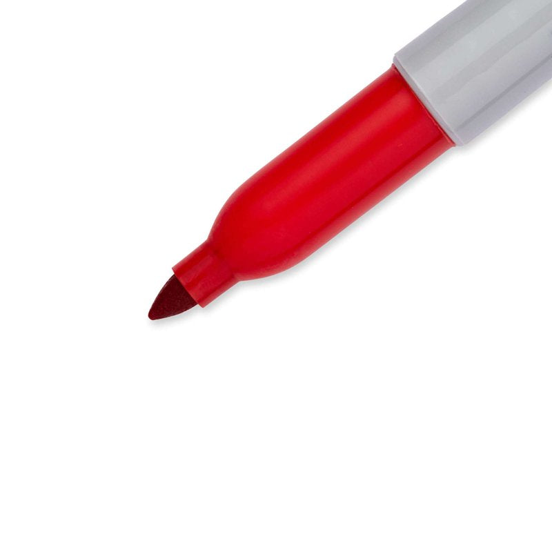 Red Permanent Markers Fine Point Pack of 12 - Waterproof & Fading Resistant