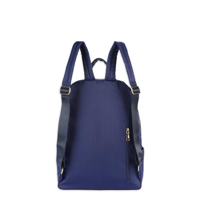 Navy Nylon Dome Backpack with Front Pockets - Medium Size, Adjustable Straps