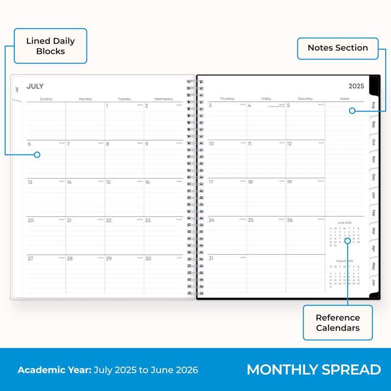 2025-2026 Blue Sky Academic Planner, Weekly & Monthly Organizer, 8.5x11, July to June
