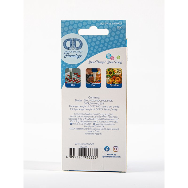 Diamond Dotz AB Sparkle Diamond Painting Accessories - 8 Color Cylinders