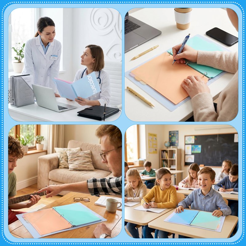8-Pocket Binder Dividers with Labels for 3 Ring Binders - School Office Organization
