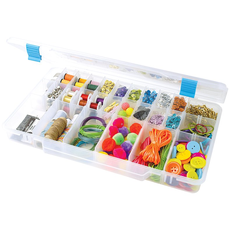 Large Clear Plastic Utility Storage Box with Adjustable Compartments