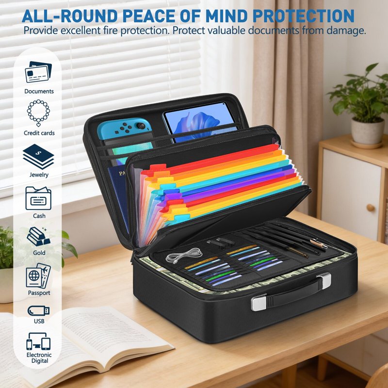 Fireproof Document Safe Box with Combination Lock - Water-Resistant Home Safe for Important Files and Valuables