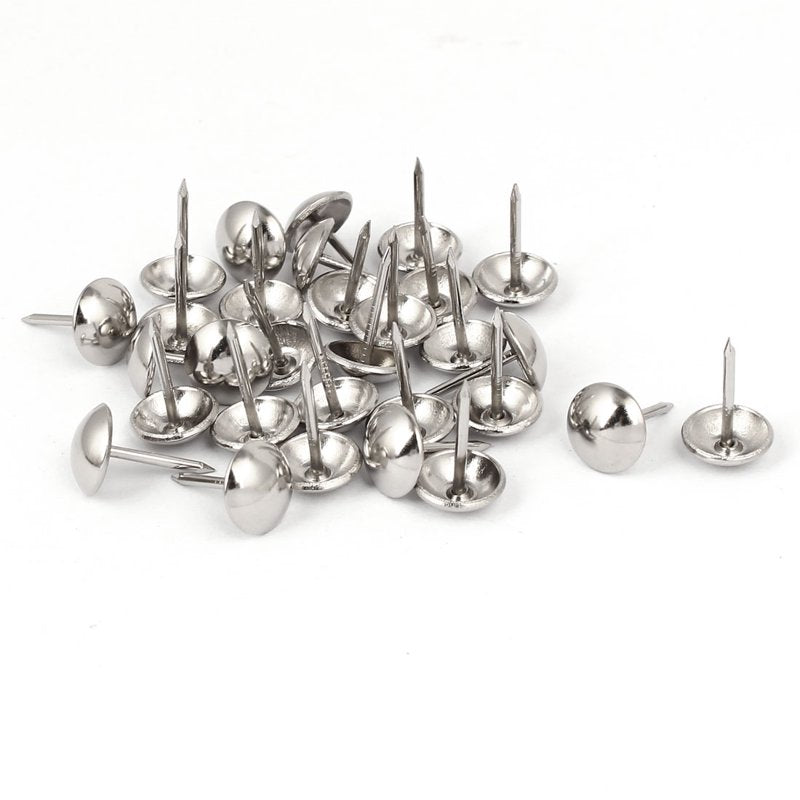Silver Tone Upholstery Nail Push Pins 30pcs for Office & Home