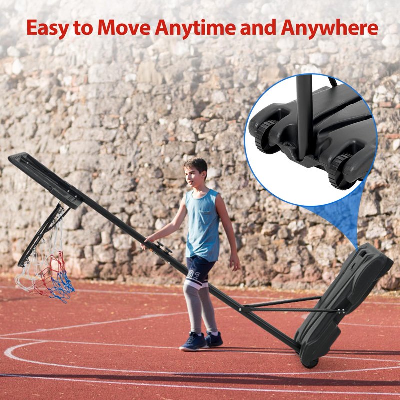 Portable Kids Basketball Hoop with Adjustable Height & Large Base for Indoor Outdoor Play