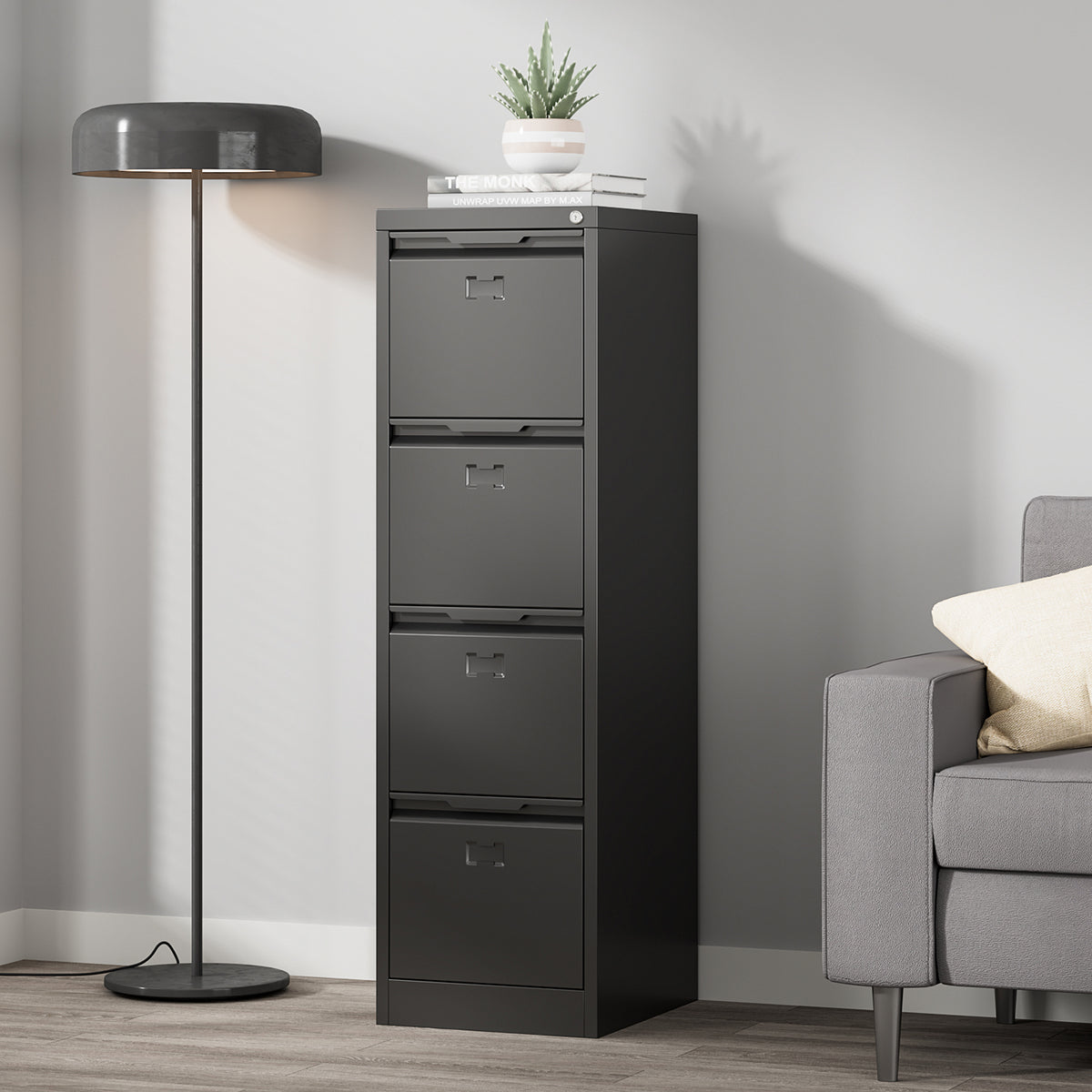 4 Drawer Metal File Cabinet with Lock - Vertical Home Office Storage