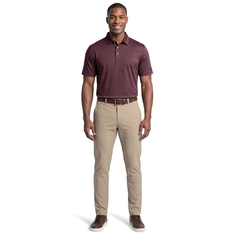 Men's Performance Herringbone Print Golf Polo Shirt - Short Sleeve Activewear