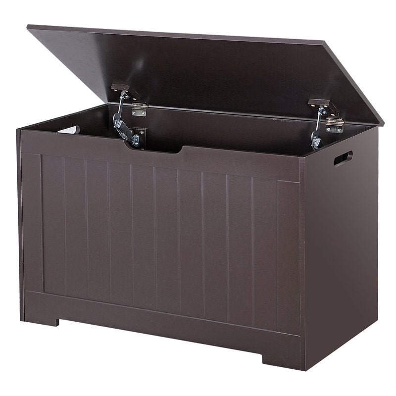 Kids Wooden Toy Chest Storage Box - Large 30 Inch with Safety Hinged Lid