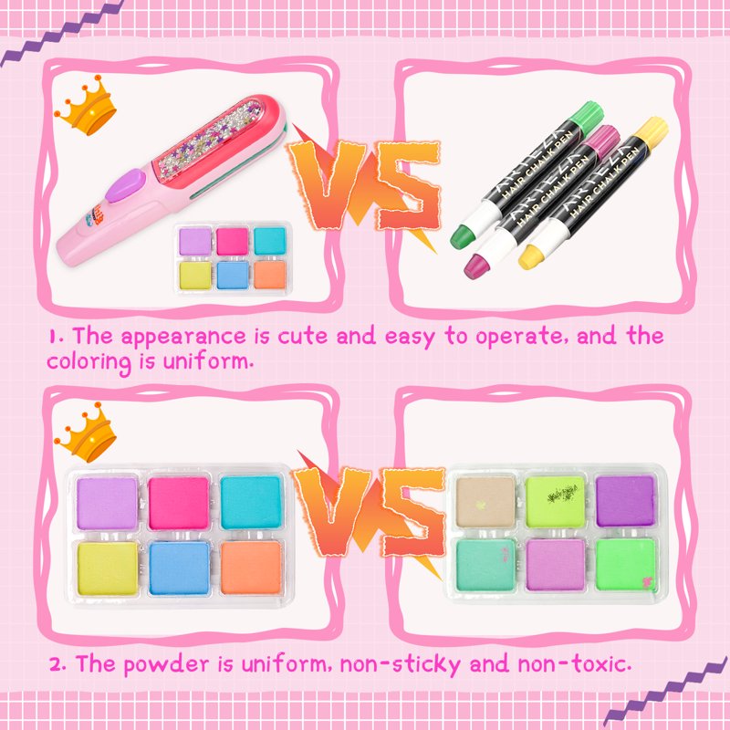 Kids Hair Chalk Set for Girls and Boys - Temporary Color & Party Gifts