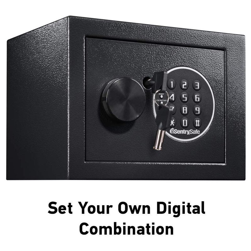 Electronic Security Safe - Pry-Resistant Steel Lock Box for Valuables, Fits Laptops