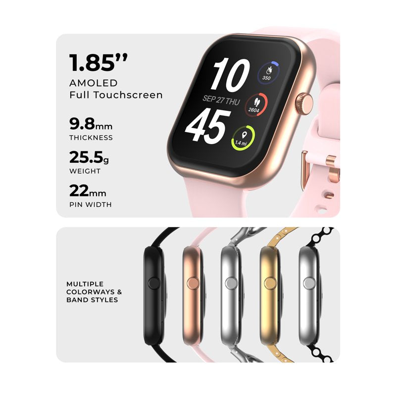 Unisex Rectangular Smartwatch with Silicone Strap - Fitness, Health & Notifications