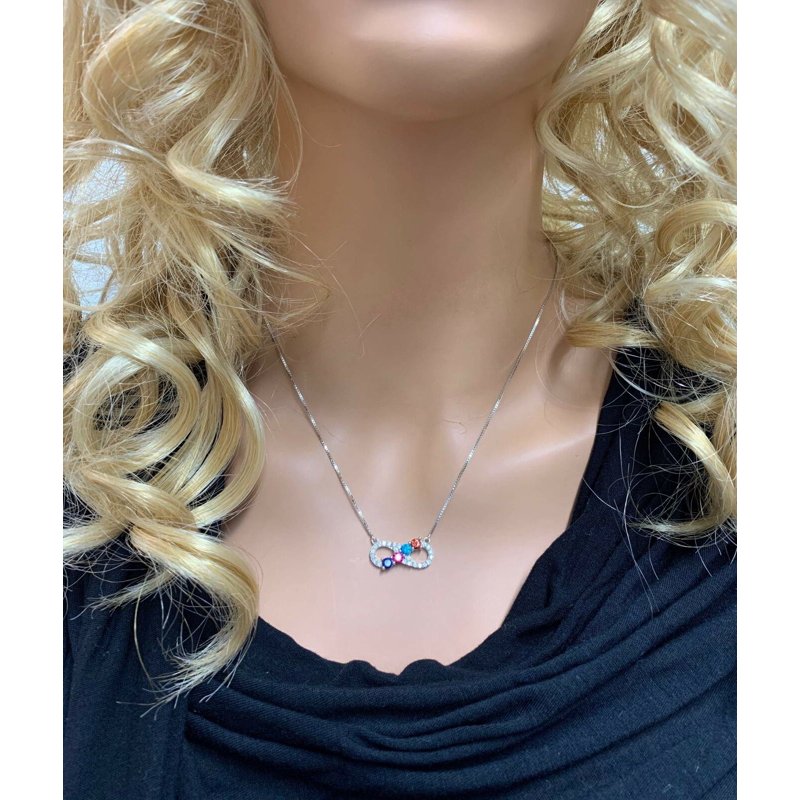 Personalized Infinity Birthstone Necklace for Mom - Silver or Gold Plated, Custom Gift