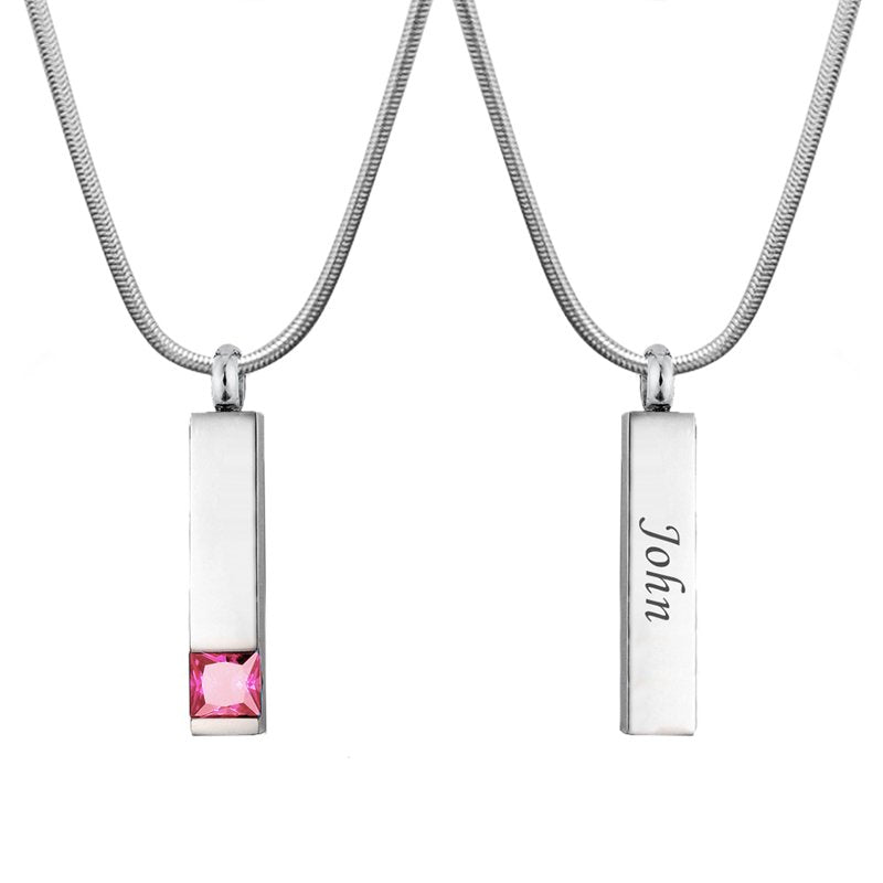 Personalized Cremation Jewelry Pendant with Birthstone - Keepsake Urn Necklace