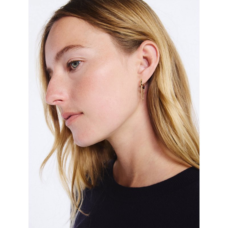 Women's Gold-Plated Cubic Zirconia Stud and Hoop Earrings Set - 3-Pair