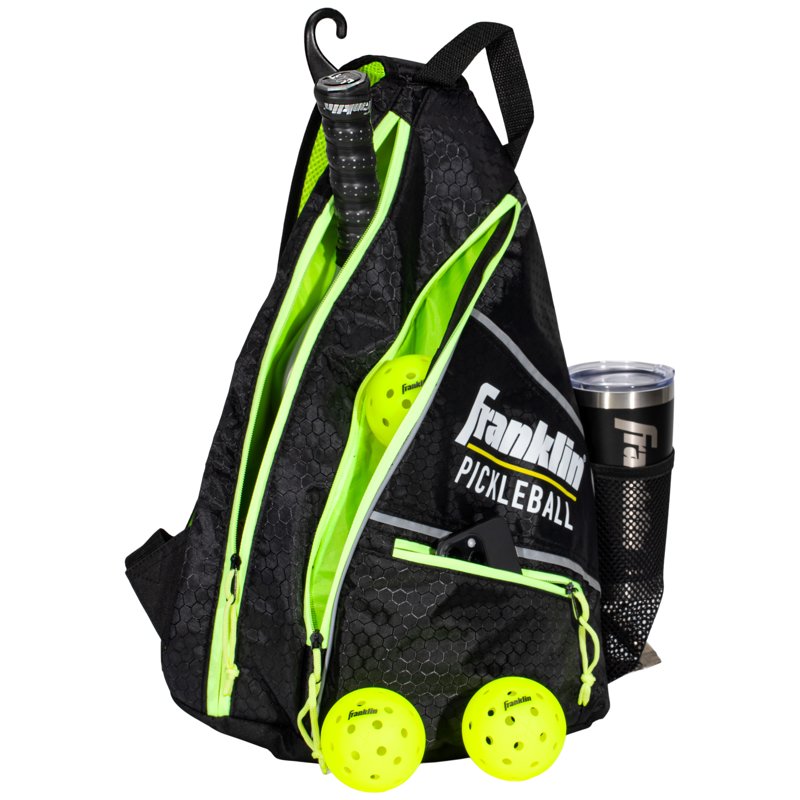 Pickleball Sling Bag - Franklin Sports Black/Neon Yellow - Official U.S. Open Bag