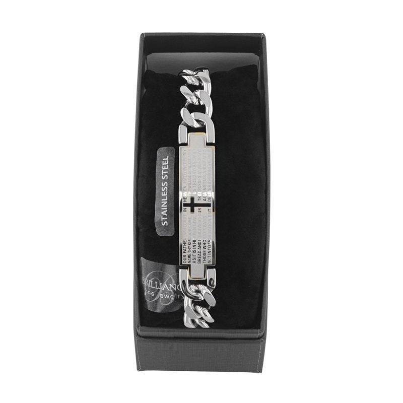 Men's Two-Tone Stainless Steel Lord's Prayer ID Bracelet - Durable Jewelry