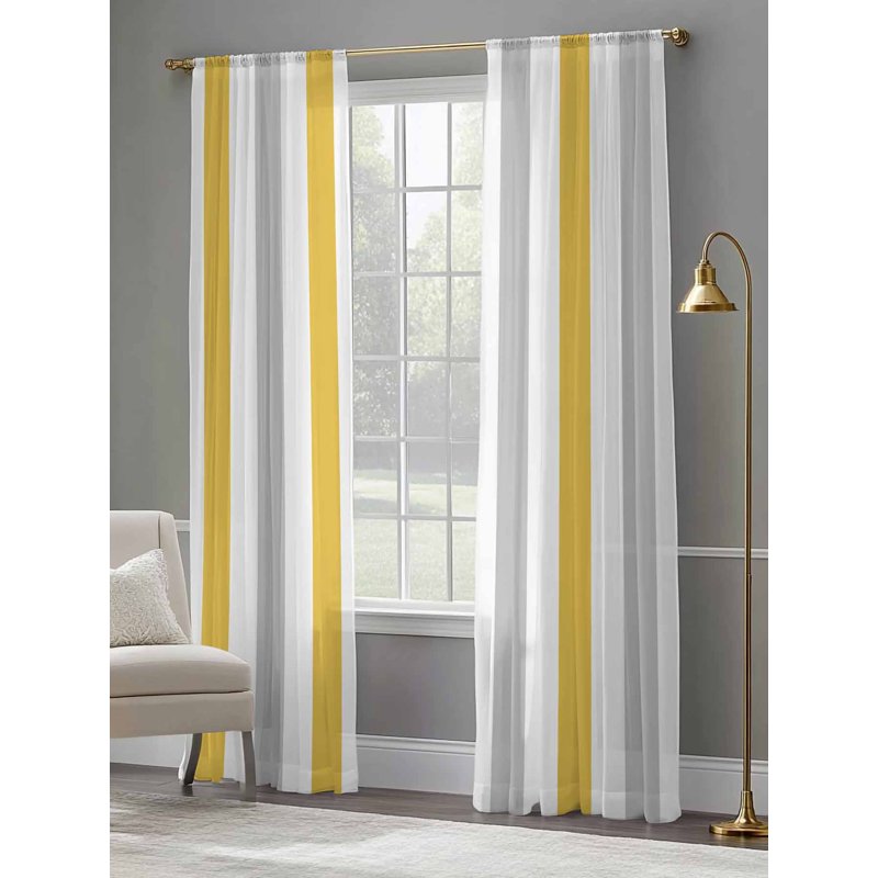 Semi Sheer Geometric Curtains 84 Inch Length Set for Living Room & Bedroom