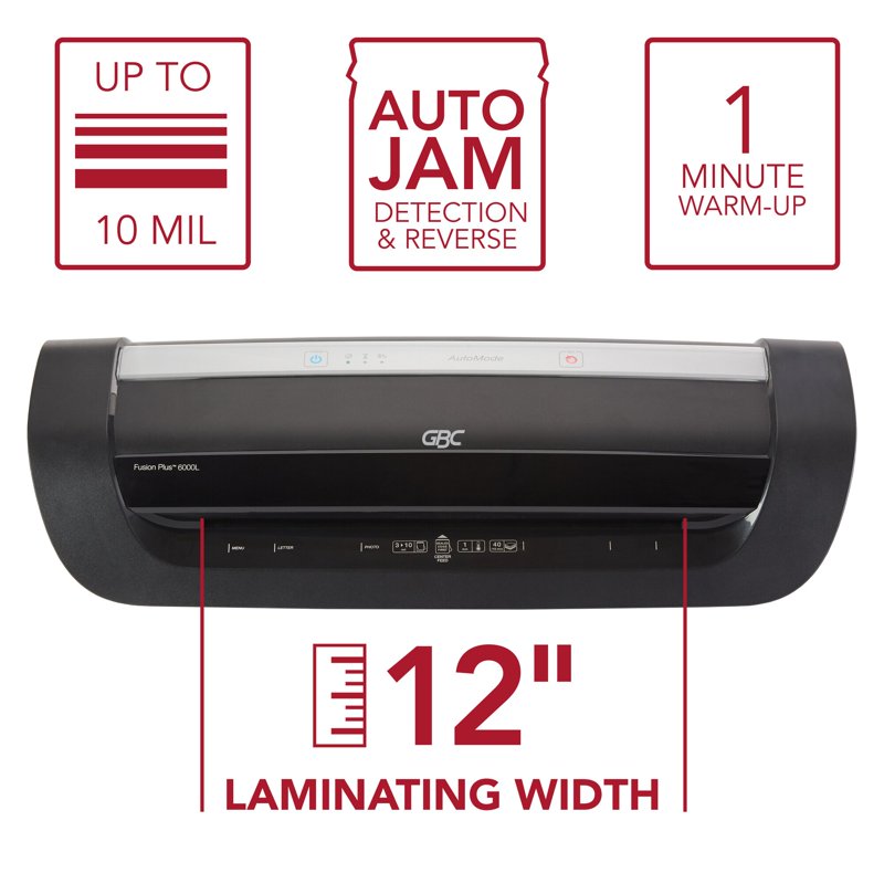 12-Inch Laminator with 50 Pouches - Fast Warm-Up for Office & School