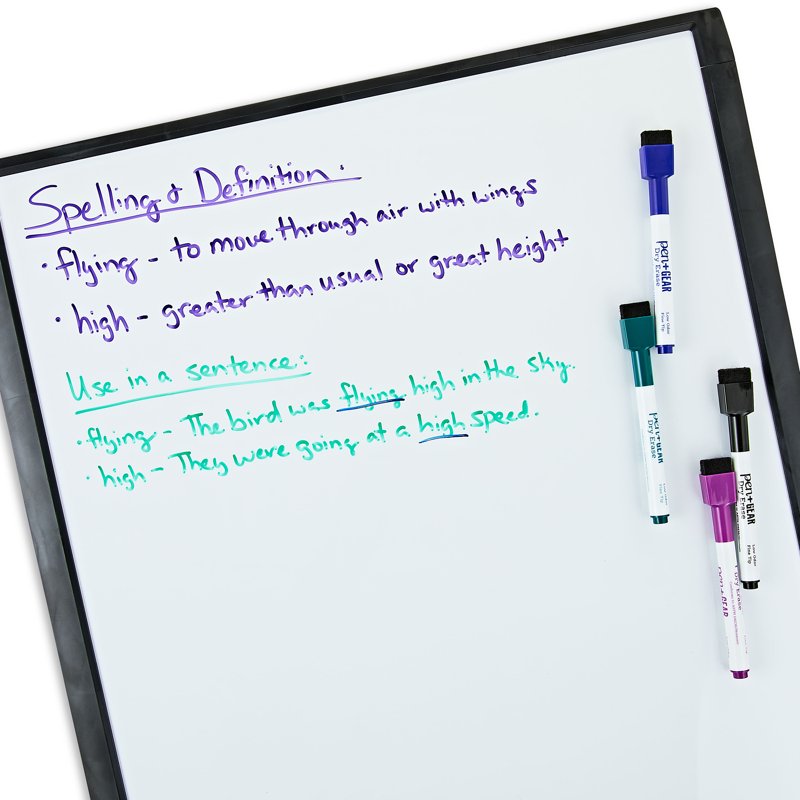 Magnetic Dry Erase Board 17x23 Inch - Black Frame, Includes Markers & Magnets