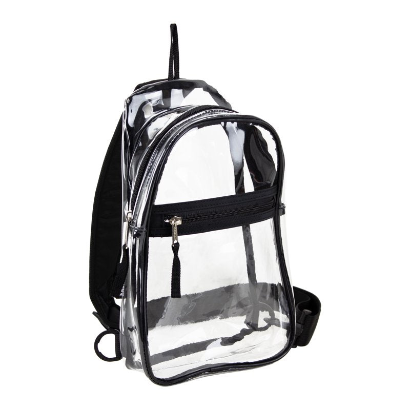 Unisex Clear Sling Stadium Bag with Padded Strap & Multiple Compartments
