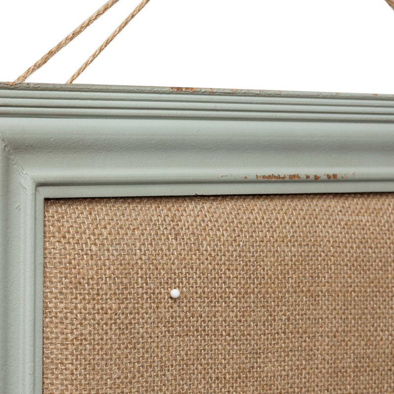 Small Bulletin Board with Linen Fabric & Antique Wooden Frame - Wall Cork Board
