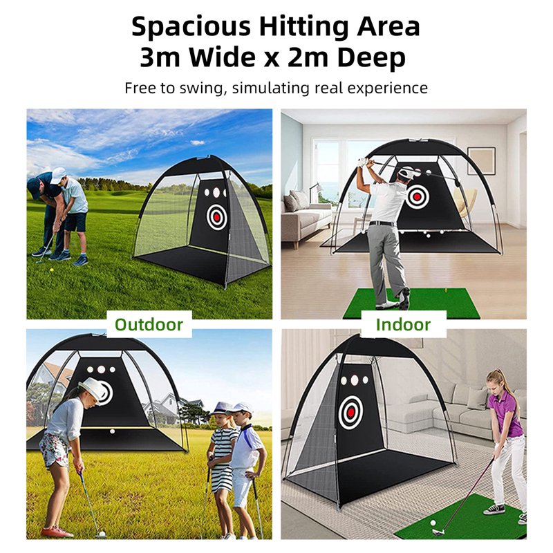 Golf Practice Net with Hitting Mat and 3 Target - Portable Indoor/Outdoor