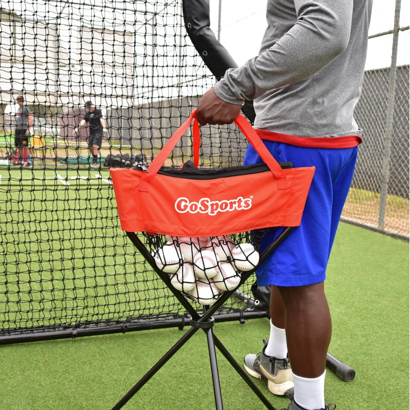 Baseball & Softball Ball Caddy with Carrying Bag - Portable Ball Storage for Coaches & Players