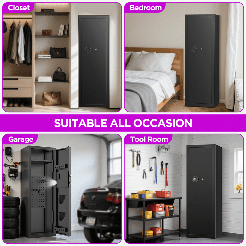 8-10 Gun Safe with Quick Access Digital Lock and Removable Shelves