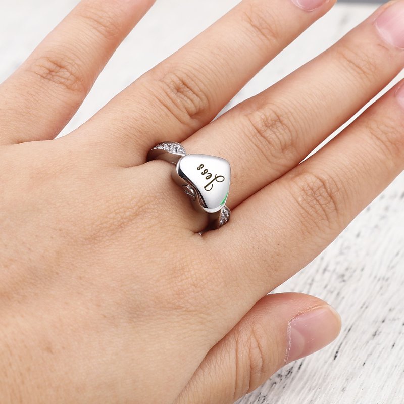 Personalized Cremation Ring with Custom Engraving & Free Jewelry Box - Memorial Keepsake