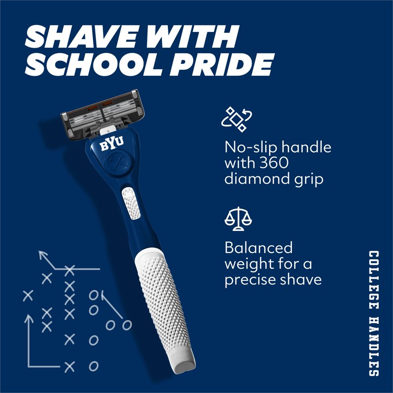College Shaving Kit with 6-Blade Razors and Handle - Multiple Colors