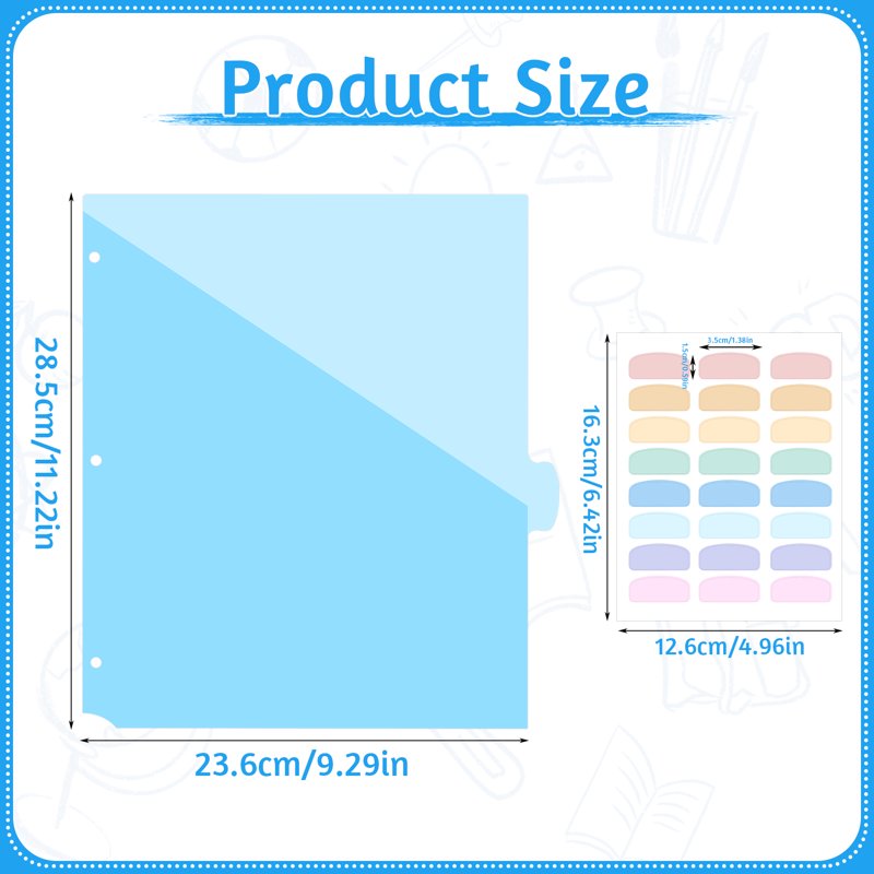 8-Pocket Binder Dividers with Labels for 3 Ring Binders - School Office Organization