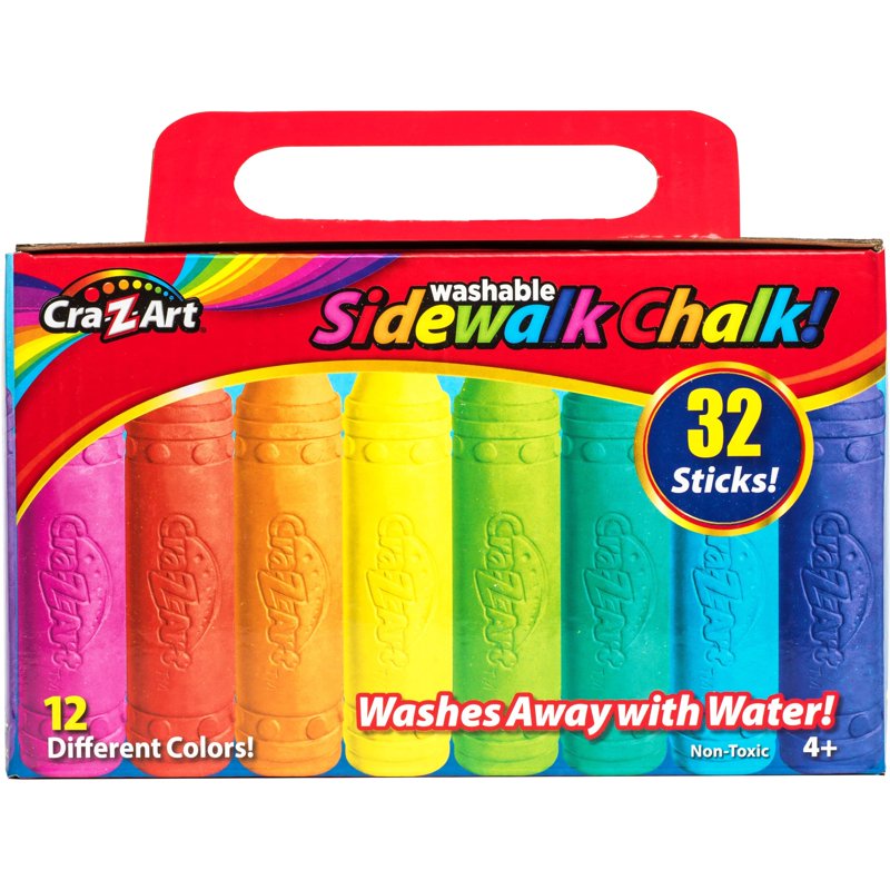 Multicolor Washable Sidewalk Chalk Set for Outdoor Creativity - 32 Pieces