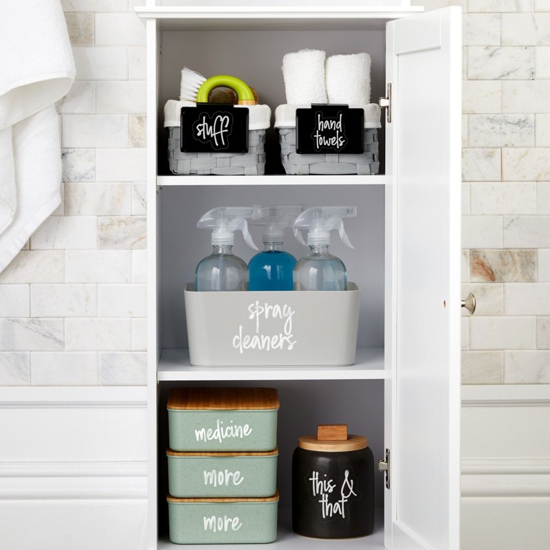 Preprinted Laundry Labels for Jars & Containers - White Script Stickers, Water-Resistant