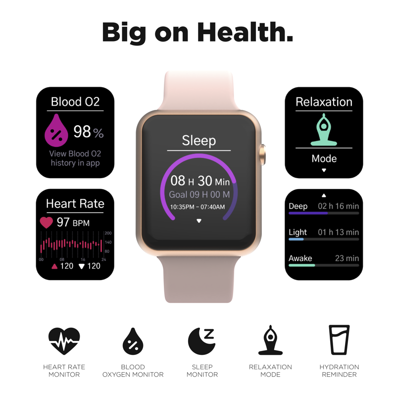 Smartwatch with Heart Rate Blood Oxygen Pedometer & Fitness Tracking