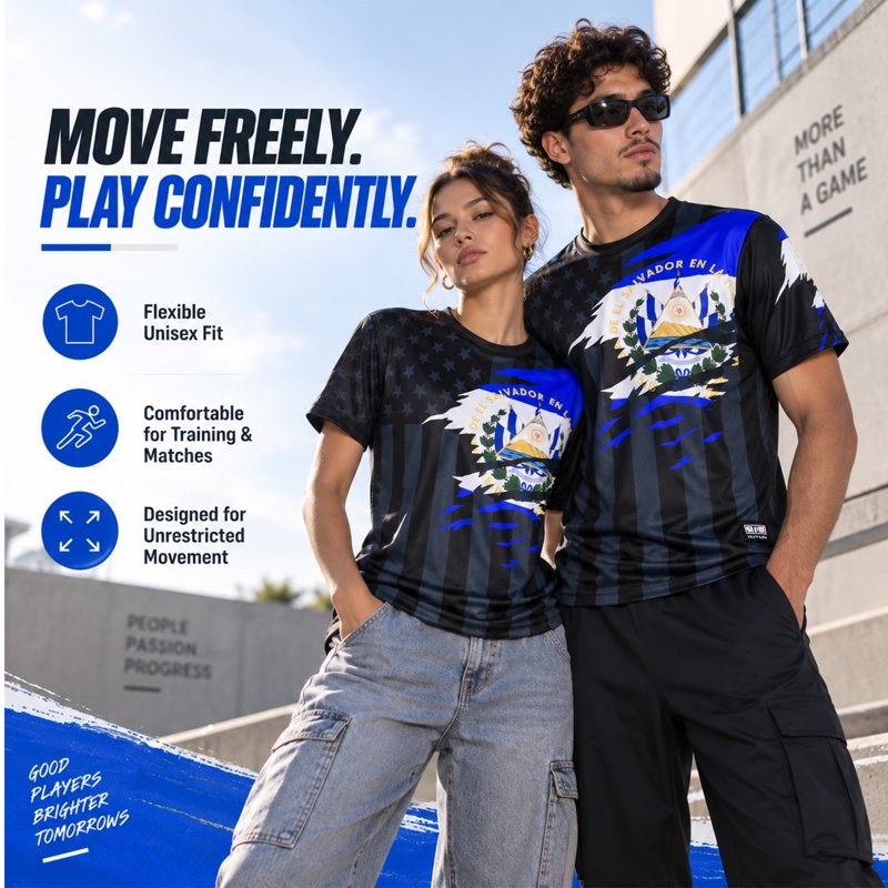 El Salvador Soccer Jersey XS - Lightweight Moisture-Wicking Fan Shirt, Athletic Fit, Fox & Fury