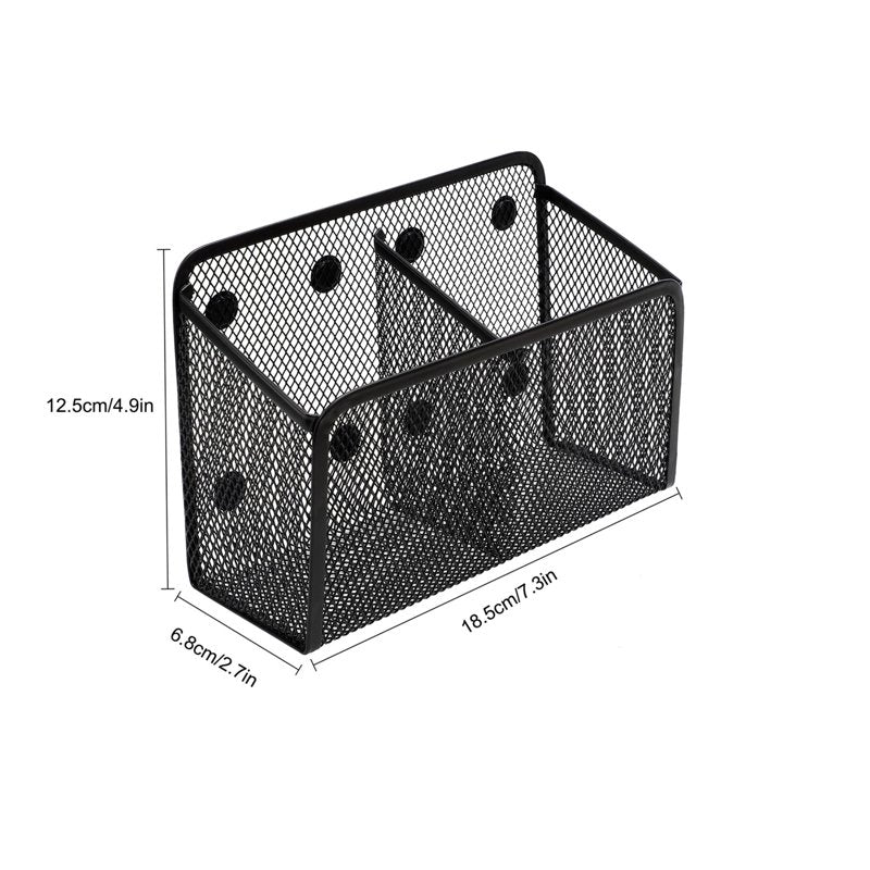 Magnetic Desk Organizer Set for Office and Home - Metal Mesh Pen & Key Holders