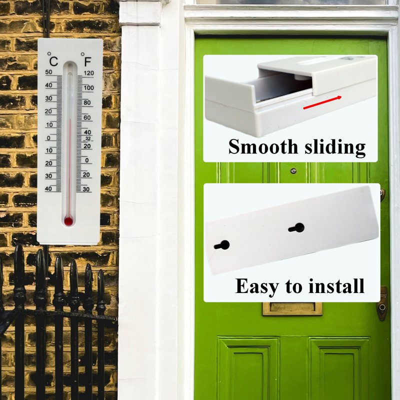Outdoor Thermometer Key Hider Safe Lock Box for Yard Garden House Faux Rock Disguise
