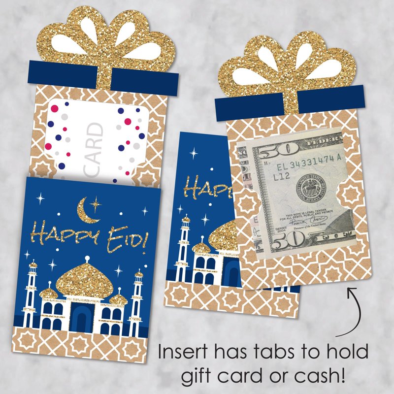 Ramadan Eid Mubarak Gift Card & Money Holder Set - 8 Pack