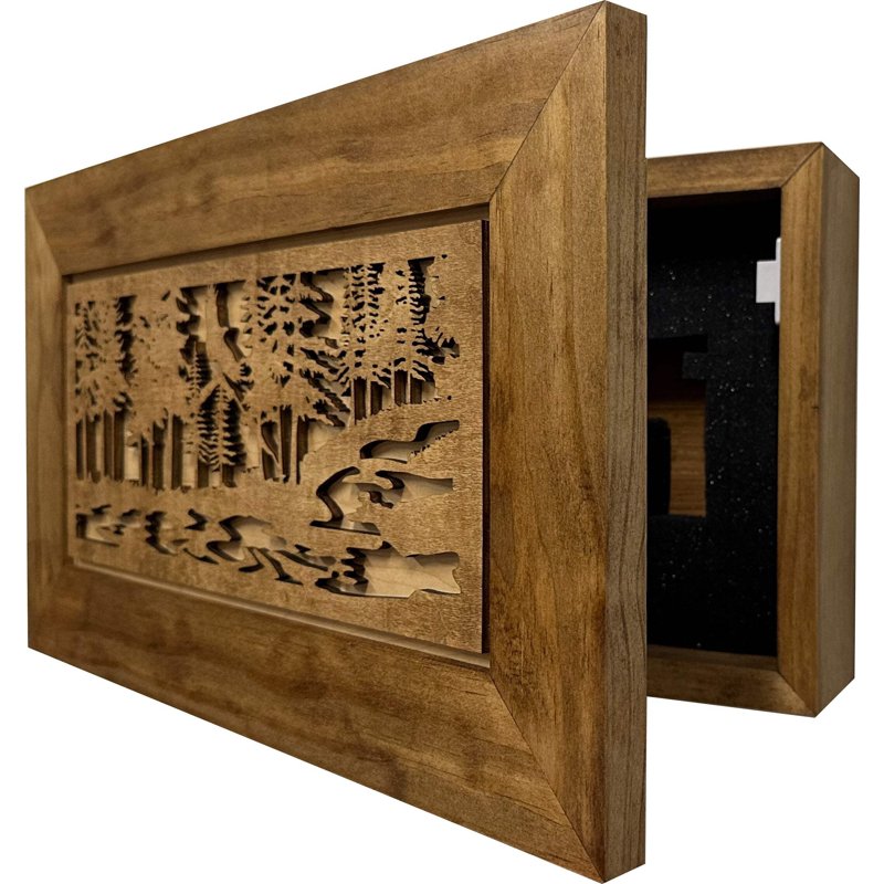 Decorative Gun Cabinet with Nature Scene - Wall-Mounted Locking Storage