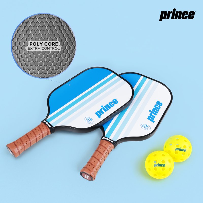 Prince Blue 5-Piece Fiberglass Pickleball Set with Paddles, Balls, & Clear Backpack