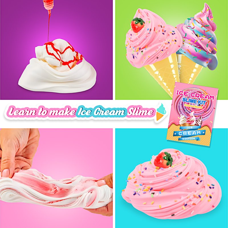 DIY Slime Making Kit for Girls - Ice Cream & Fruit Shapes, Creative Craft Toy, Ages 6-12